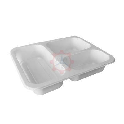 Hazır Yemek Kabı 3 Bölmeli Beyaz 227x178 mm. H:42