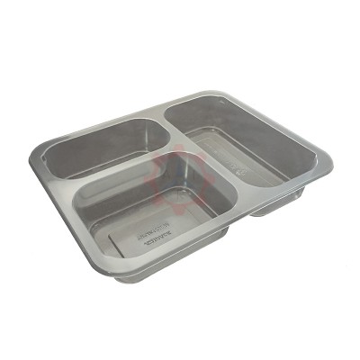 Hazır Yemek Kabı 3 Bölmeli Şeffaf 227x178 mm. H:42